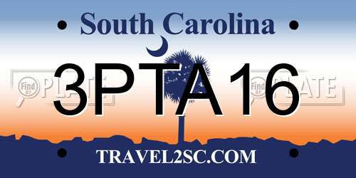 3PTA16 South Carolina License Plate