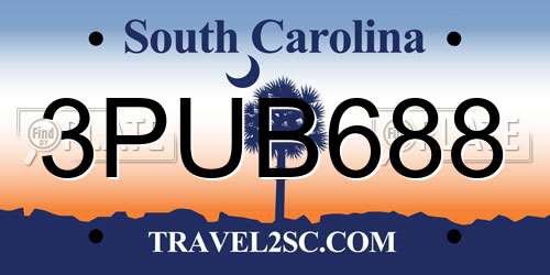 3PUB688 South Carolina License Plate