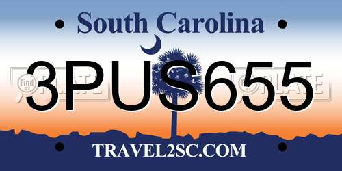3PUS655 South Carolina License Plate