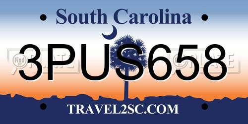 3PUS658 South Carolina License Plate