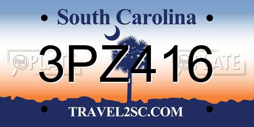 3PZ416 South Carolina License Plate