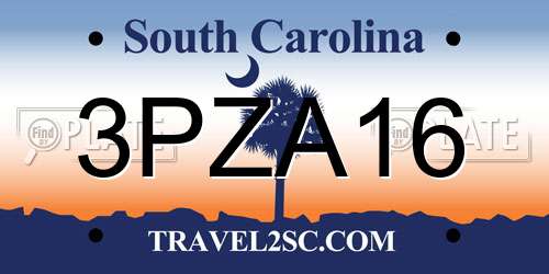 3PZA16 South Carolina License Plate