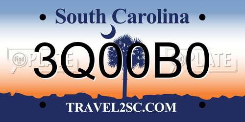 3Q00B0 South Carolina License Plate