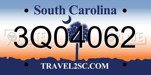 3Q04062 South Carolina License Plate