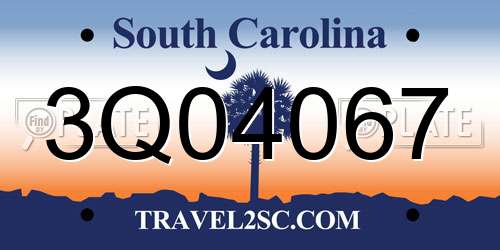 3Q04067 South Carolina License Plate
