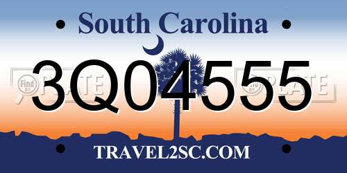 3Q04555 South Carolina License Plate