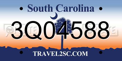 3Q04588 South Carolina License Plate