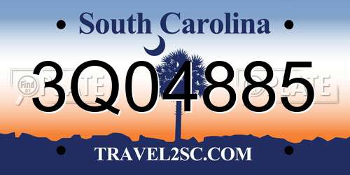 3Q04885 South Carolina License Plate