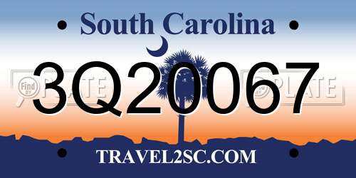 3Q20067 South Carolina License Plate