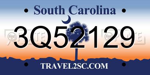 3Q52129 South Carolina License Plate