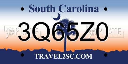 3Q65Z0 South Carolina License Plate