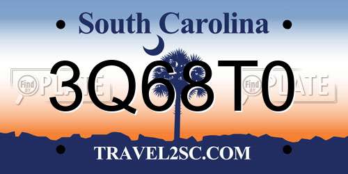 3Q68T0 South Carolina License Plate