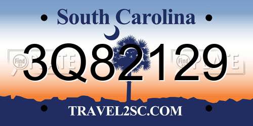 3Q82129 South Carolina License Plate