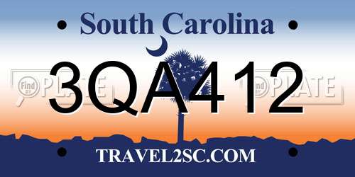 3QA412 South Carolina License Plate