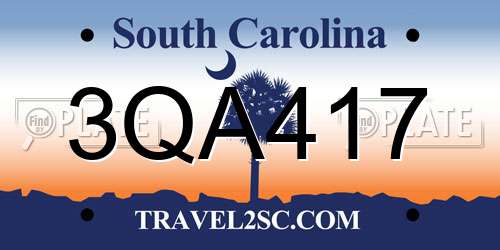 3QA417 South Carolina License Plate