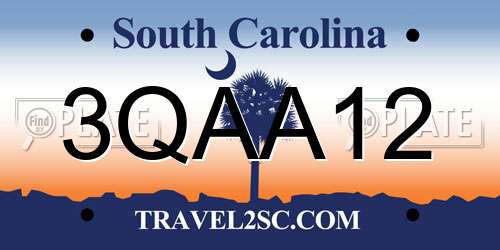 3QAA12 South Carolina License Plate