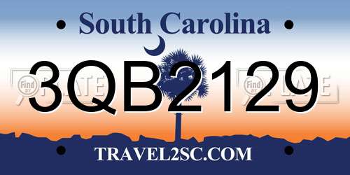 3QB2129 South Carolina License Plate
