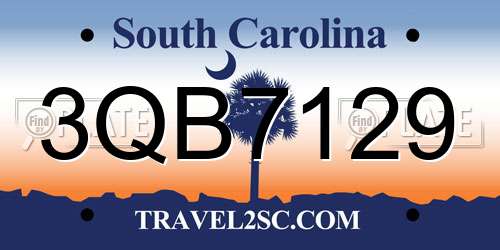 3QB7129 South Carolina License Plate