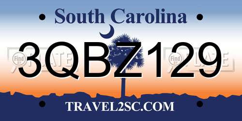 3QBZ129 South Carolina License Plate