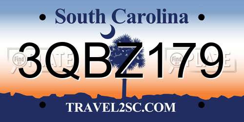 3QBZ179 South Carolina License Plate
