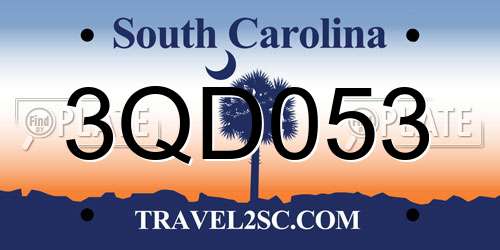 3QD053 South Carolina License Plate