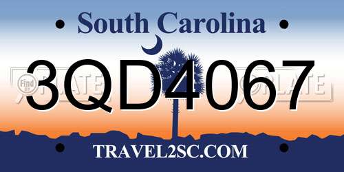 3QD4067 South Carolina License Plate
