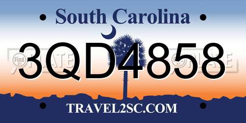 3QD4858 South Carolina License Plate