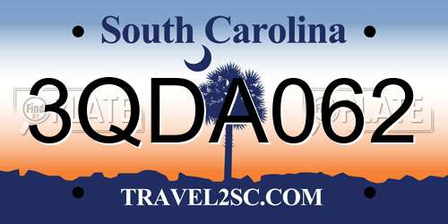 3QDA062 South Carolina License Plate