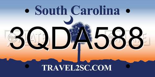 3QDA588 South Carolina License Plate