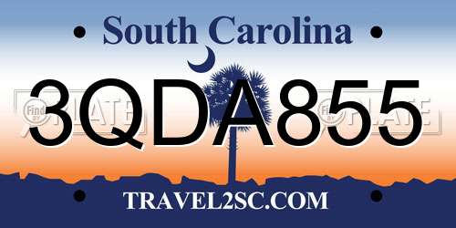 3QDA855 South Carolina License Plate