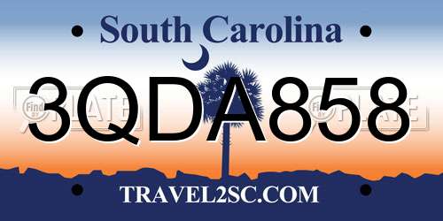 3QDA858 South Carolina License Plate