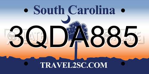 3QDA885 South Carolina License Plate