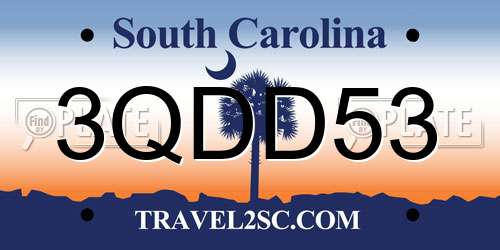 3QDD53 South Carolina License Plate