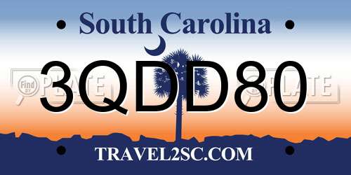 3QDD80 South Carolina License Plate