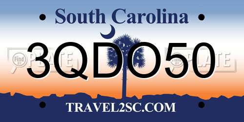 3QDO50 South Carolina License Plate