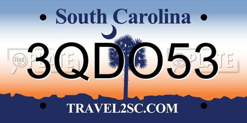 3QDO53 South Carolina License Plate