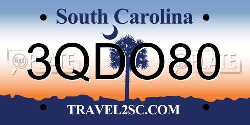 3QDO80 South Carolina License Plate