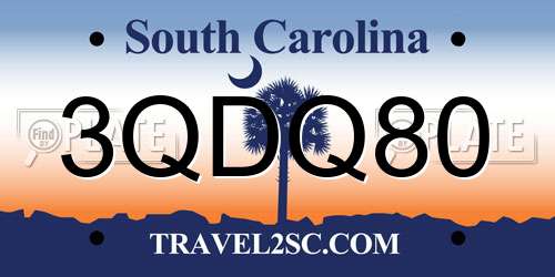 3QDQ80 South Carolina License Plate