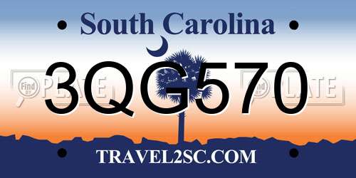 3QG570 South Carolina License Plate