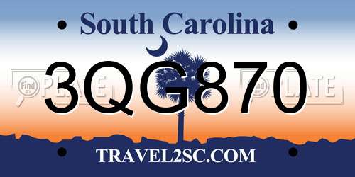 3QG870 South Carolina License Plate