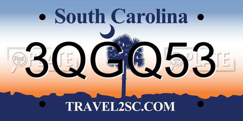 3QGQ53 South Carolina License Plate