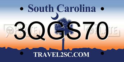 3QGS70 South Carolina License Plate