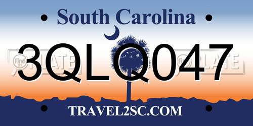 3QLQ047 South Carolina License Plate