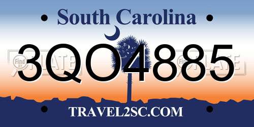3QO4885 South Carolina License Plate