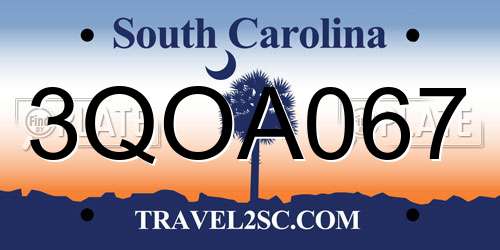 3QOA067 South Carolina License Plate