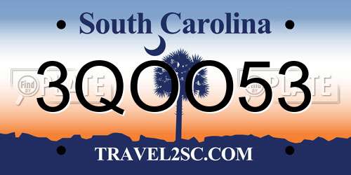 3QOO53 South Carolina License Plate