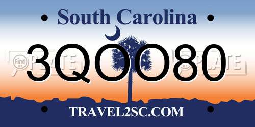 3QOO80 South Carolina License Plate