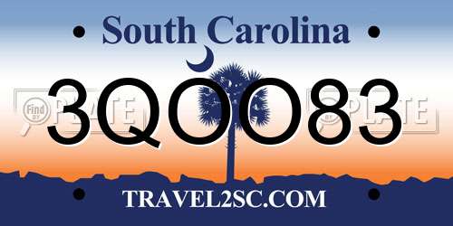 3QOO83 South Carolina License Plate