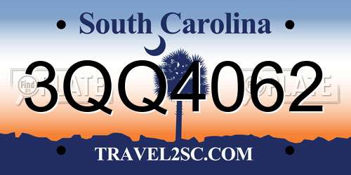3QQ4062 South Carolina License Plate