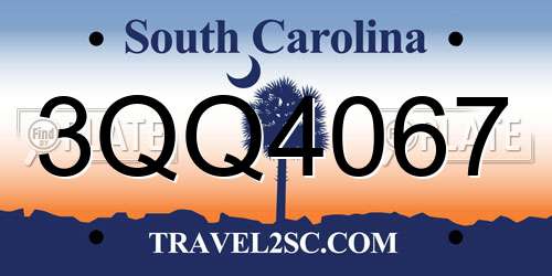 3QQ4067 South Carolina License Plate